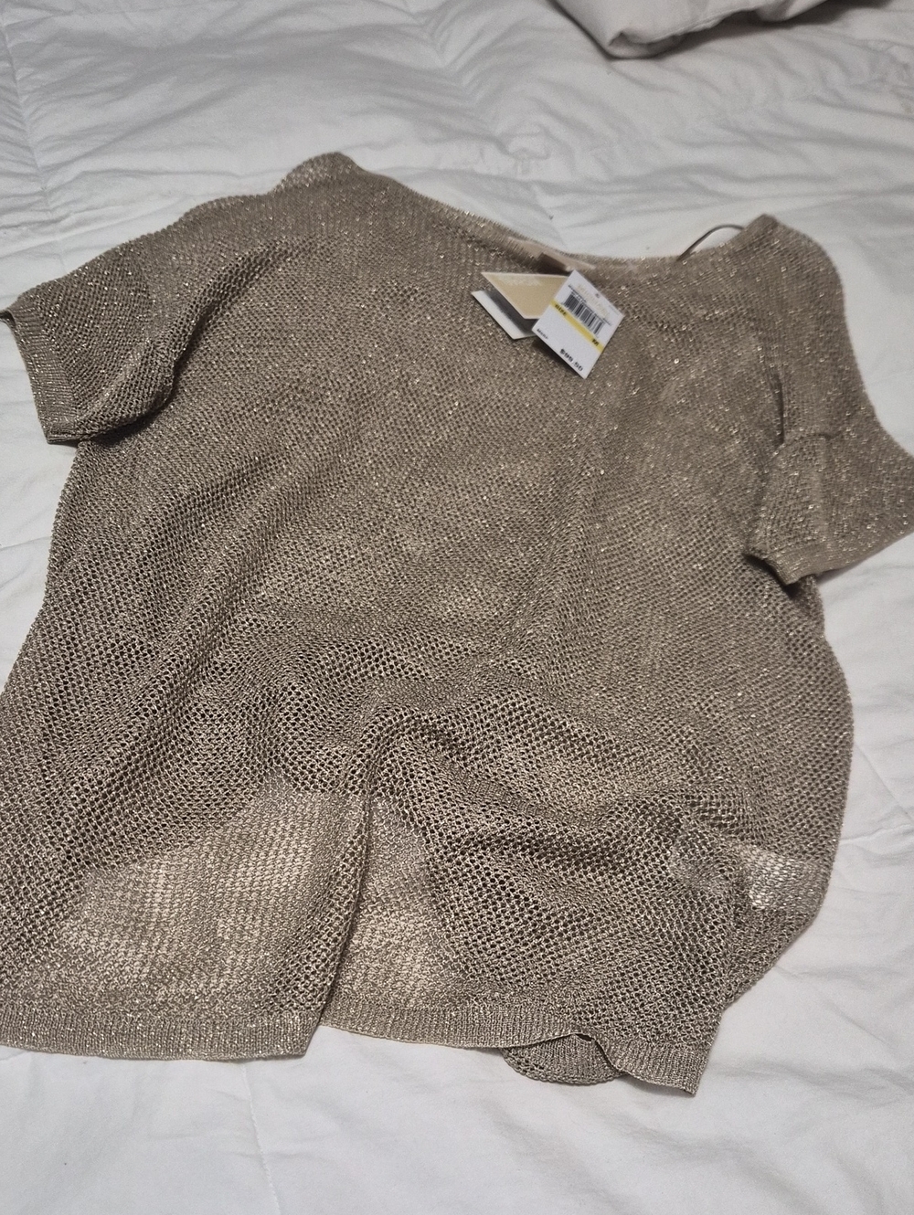 Michael Kors Metallic Knit Short Sleeve Top Medium NWT